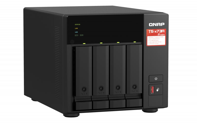 Nas Qnap Ts-473A-8G/ 4 Bahias Nucleo Cuadruple Hasta 2.7 Ghz Amd Ryzen 8Gb Ddr4 So-Dimm/2 Pto 2,5 Gbe / 1 Pto 10Gbe/ Usb 3.2X3/ Hotswap/Sata/Hasta 72Tb/ No Incluye Discos