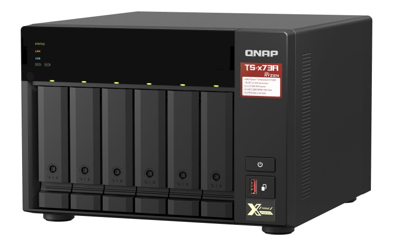 Nas Qnap Ts-673A-8G /6 Bahias /Ncleo Cuadruple 2.2Ghz/8Gb Ddr4 Ampliables A 64 Gb/Lan 2,5Gbe X2/Usb 3.2 X2/Hot Swap/ Soporta M.2 2280/ No Incluye Discos