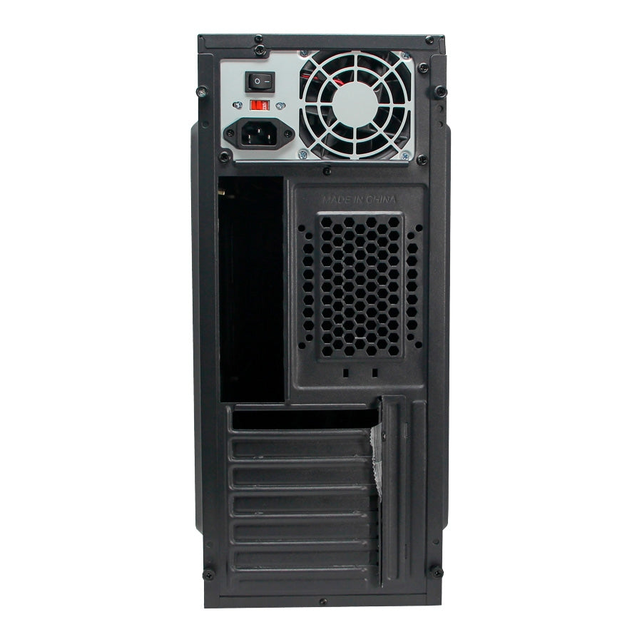 Gabinete Media Torre Quaroni, Formato Atx/ Micro Atx /Mini Itx/ Usb 2.0, Fuente De Poder Incluida 500W, Color Negro Acabado Cepillado