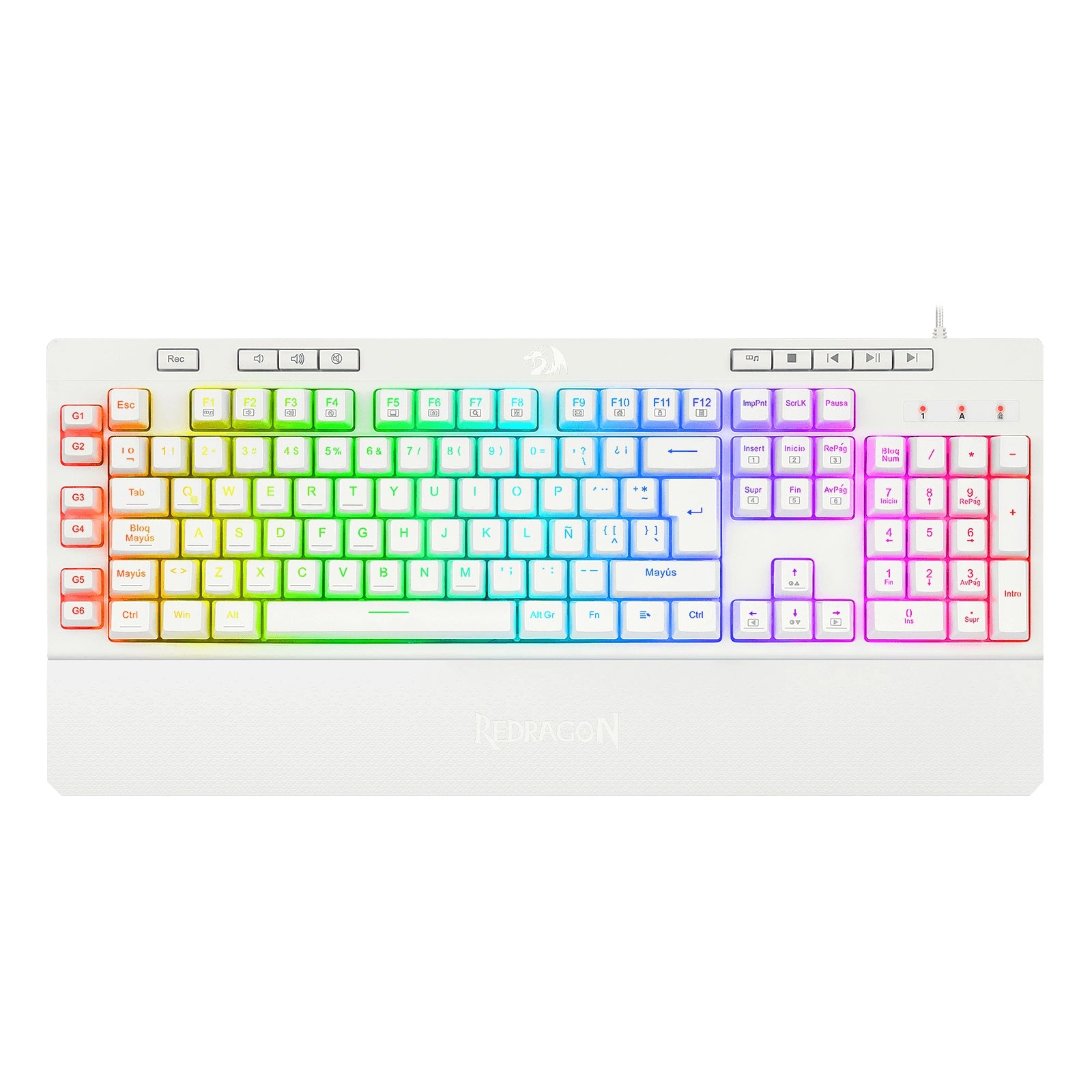 Teclado Redragon Shiva White Español Blanco Rgb