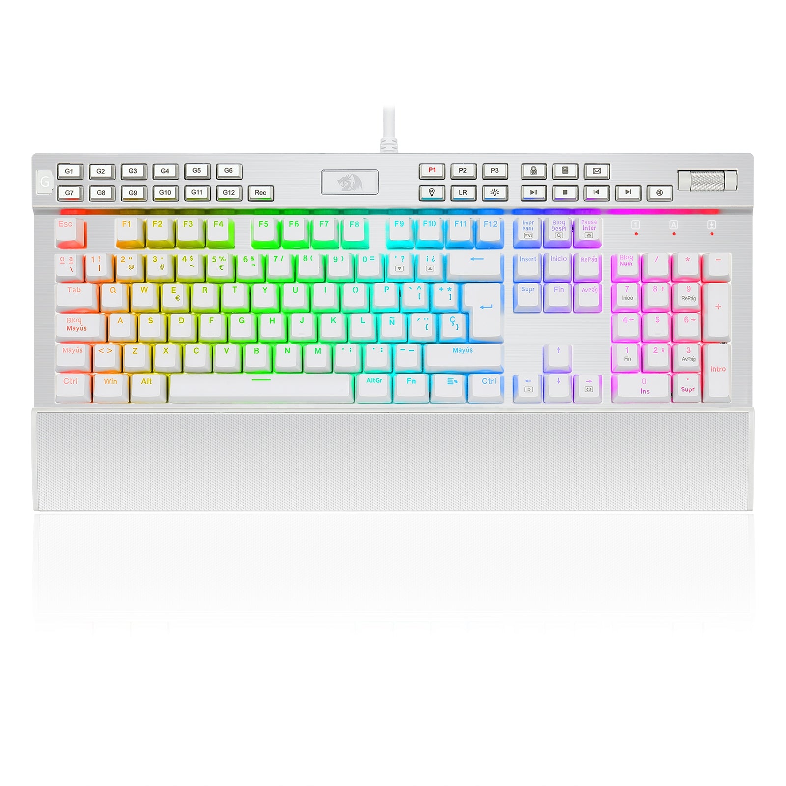 Teclado Mecánico Redragon Yama White Español Blanco Rgb