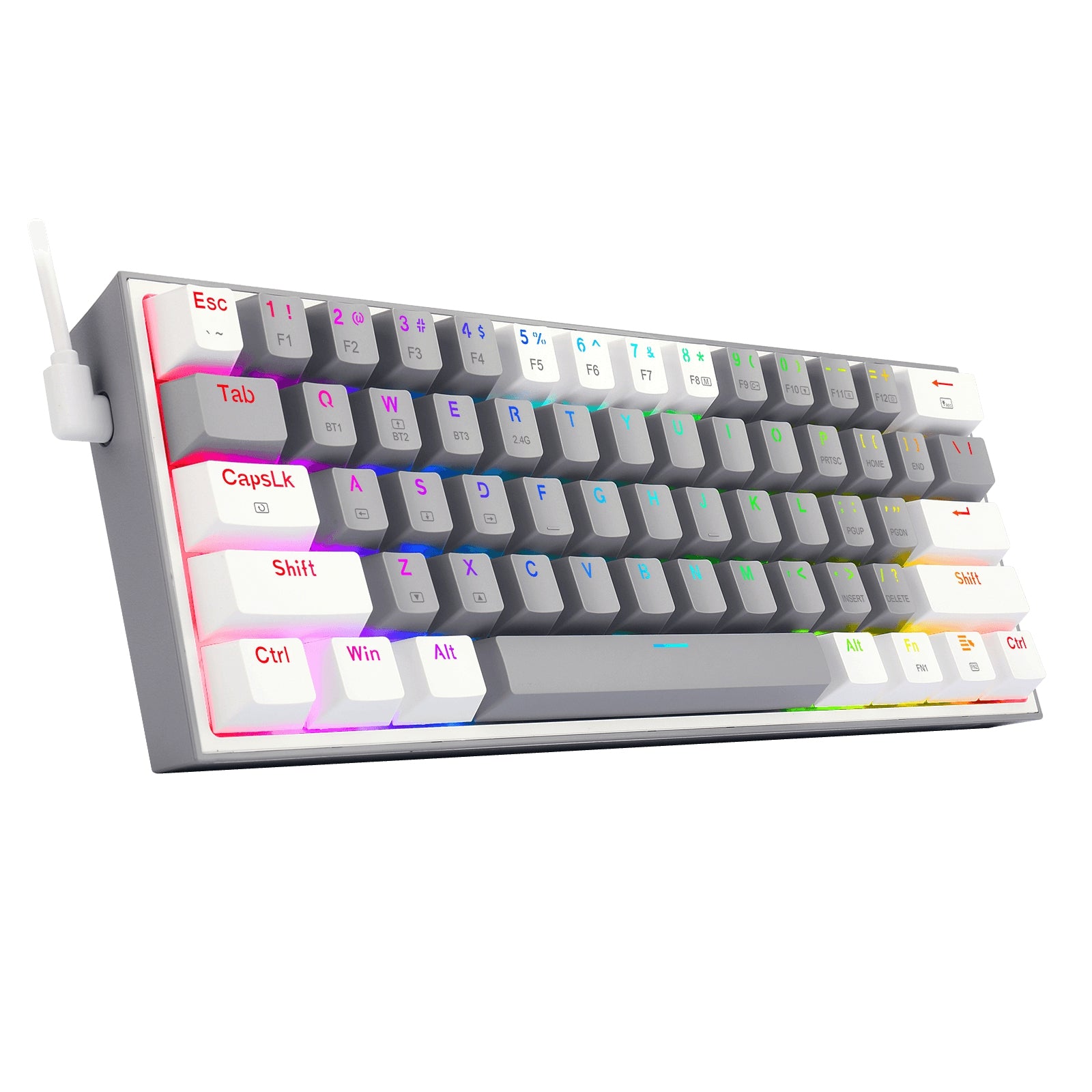 Teclado Mecánico Redragon Fizz Pro Gray/White Inglés Gris Y Blanco