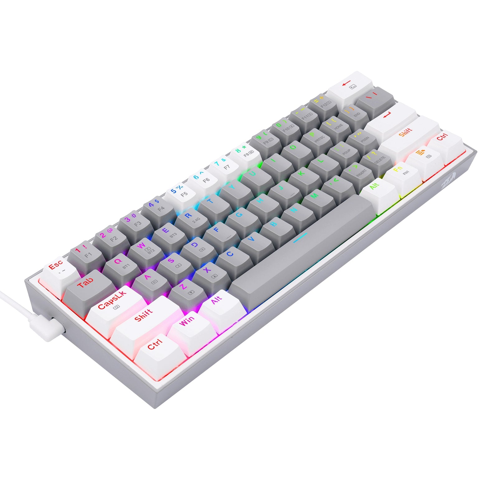 Teclado Mecánico Redragon Fizz Pro Gray/White Inglés Gris Y Blanco