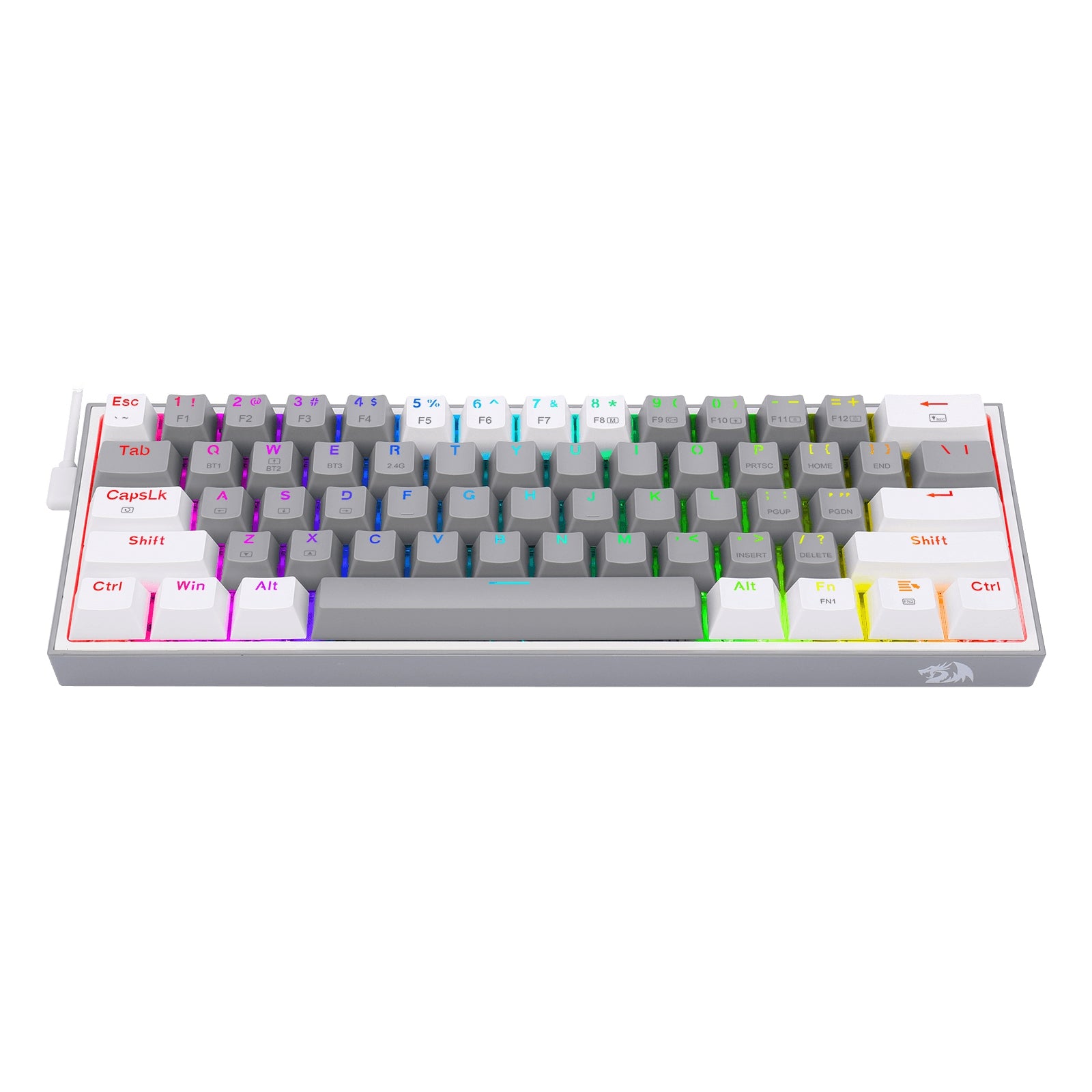 Teclado Mecánico Redragon Fizz Pro Gray/White Inglés Gris Y Blanco