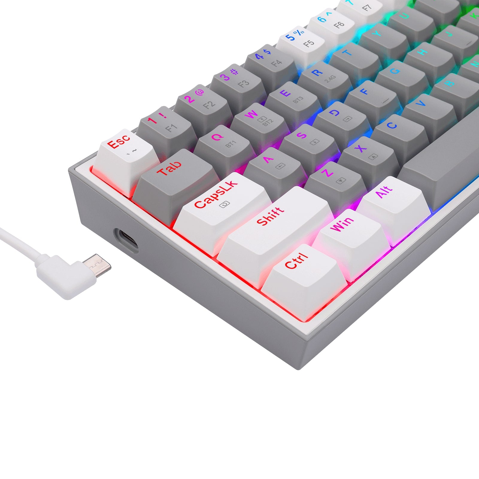 Teclado Mecánico Redragon Fizz Pro Gray/White Inglés Gris Y Blanco