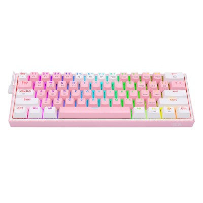 Teclado Mecánico Redragon K616-Rgb Pw Rosa Y Blanco