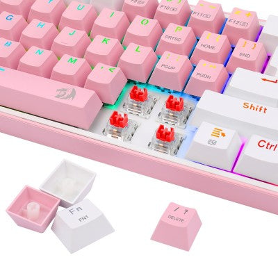 Teclado Mecánico Redragon K616-Rgb Pw Rosa Y Blanco