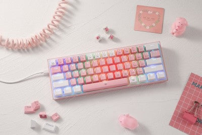 Teclado Mecánico Redragon K616-Rgb Pw Rosa Y Blanco