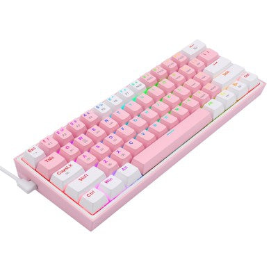 Teclado Mecánico Redragon K616-Rgb Pw Rosa Y Blanco