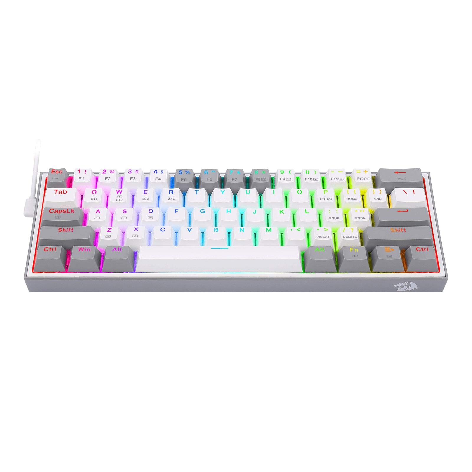 Teclado Mecánico Redragon Fizz Pro White/Gray Inglés Blanco Y Gris