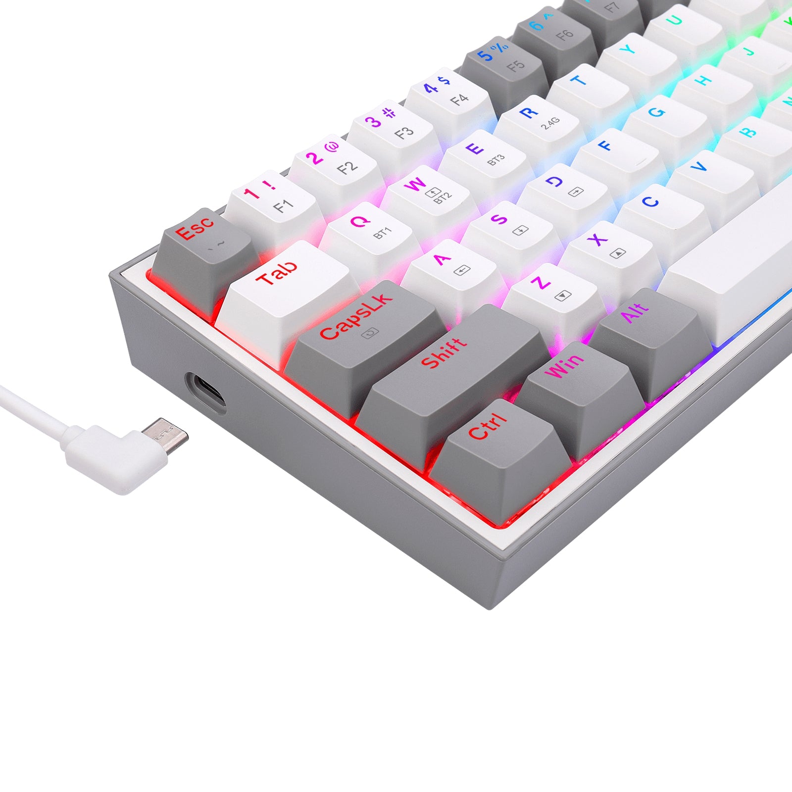 Teclado Mecánico Redragon Fizz Pro White/Gray Inglés Blanco Y Gris