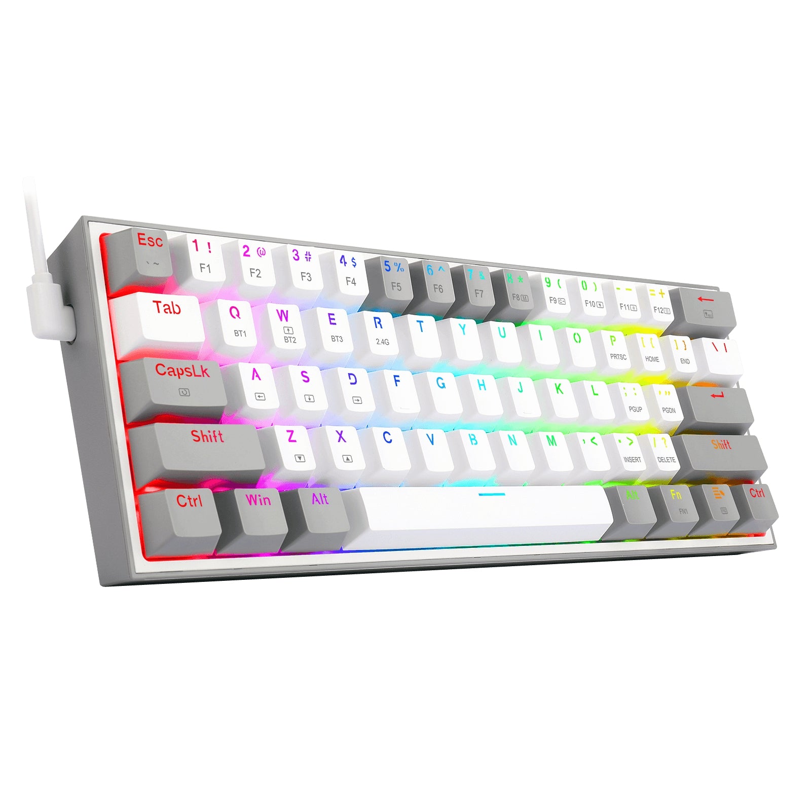 Teclado Mecánico Redragon Fizz Pro White/Gray Inglés Blanco Y Gris