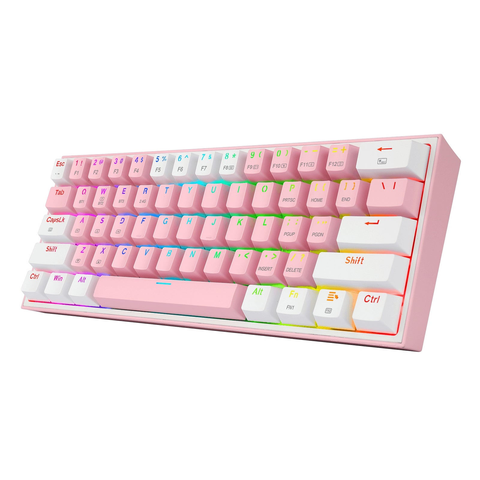 Teclado Mecánico Redragon Fizz Pro White/Pink Blanco Y Rosa