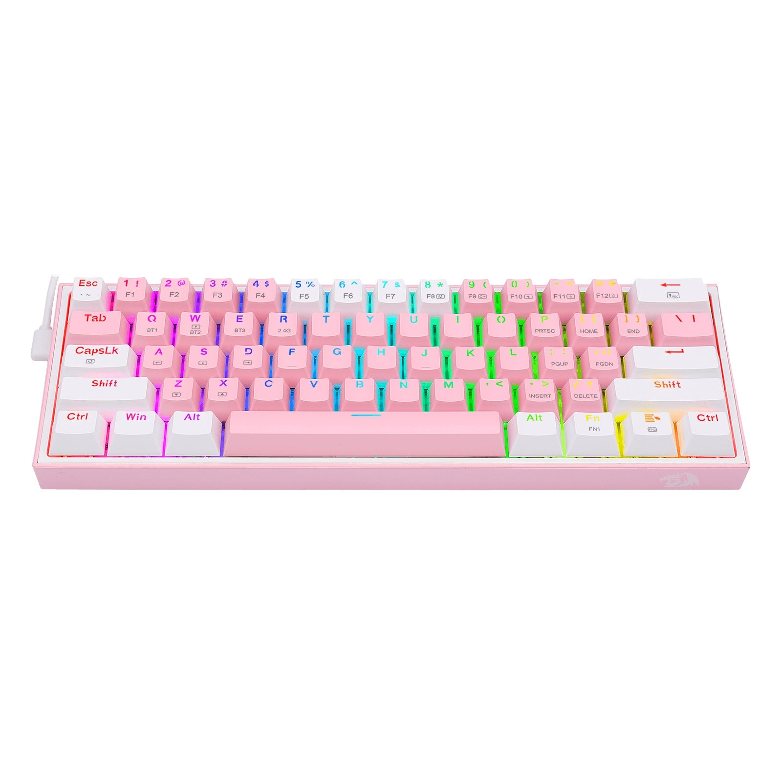 Teclado Mecánico Redragon Fizz Pro White/Pink Blanco Y Rosa