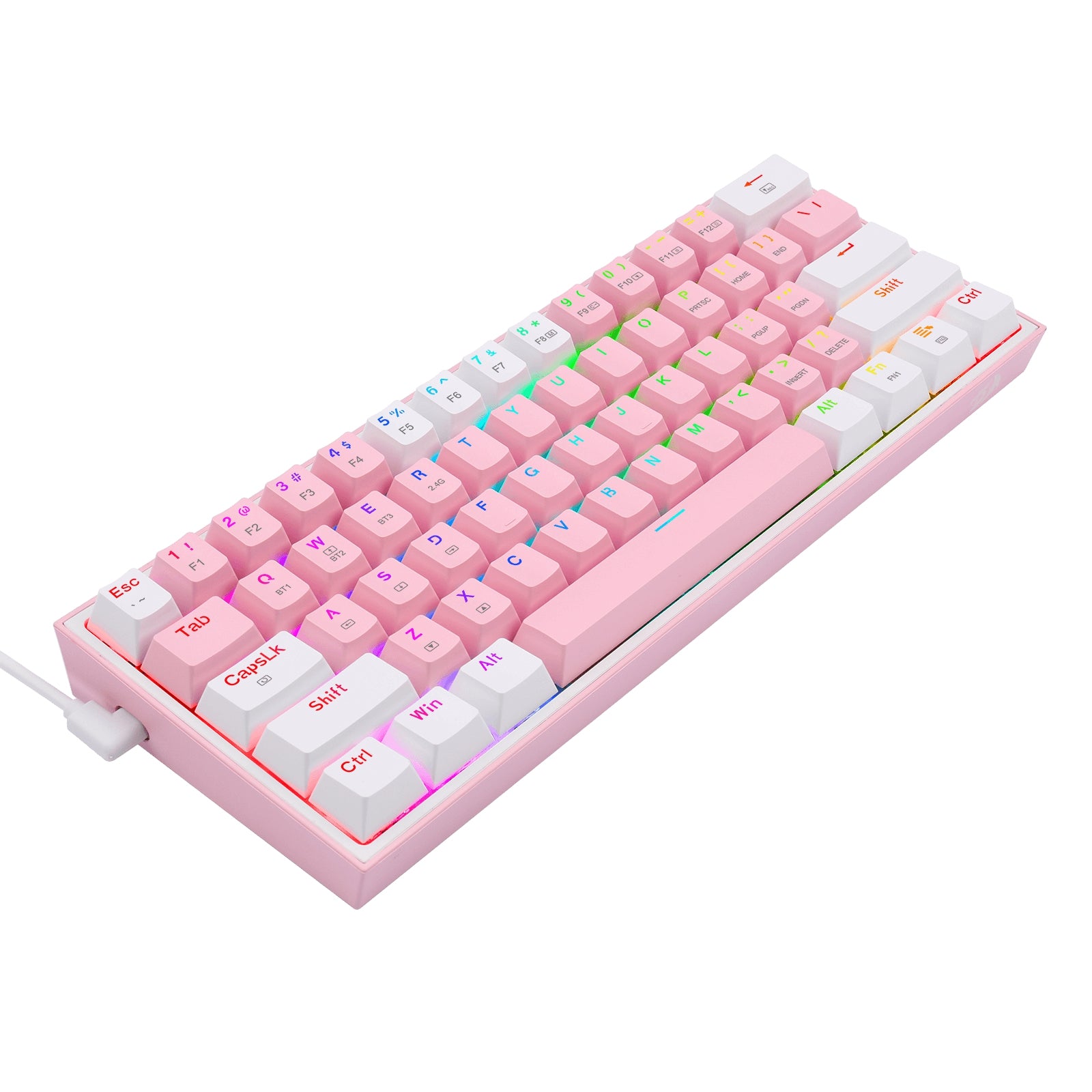 Teclado Mecánico Redragon Fizz Pro White/Pink Blanco Y Rosa