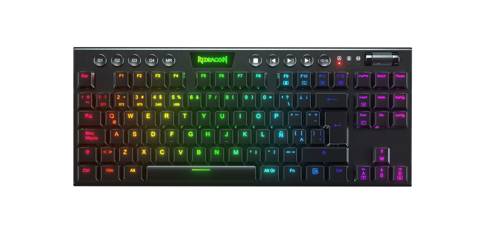 Teclado Redragon Horus Tkl K621-Rgb-Sp Rd Alámbrico E Inalámbrico Español Negro Multicolor