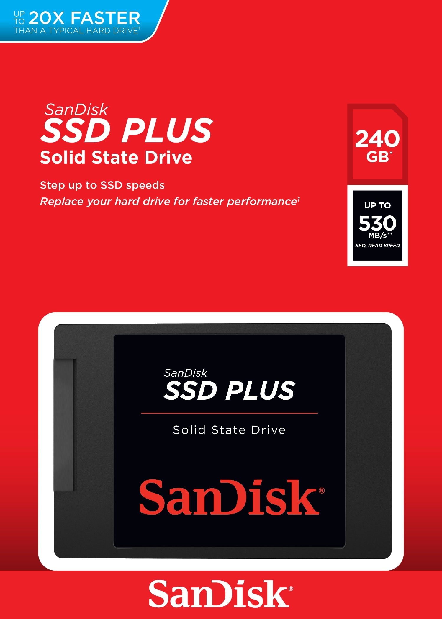 Unidad De Estado Solido Ssd Sandisk Plus 240Gb 2.5 Sata3 7Mm Lect.530/Escr.440Mbs