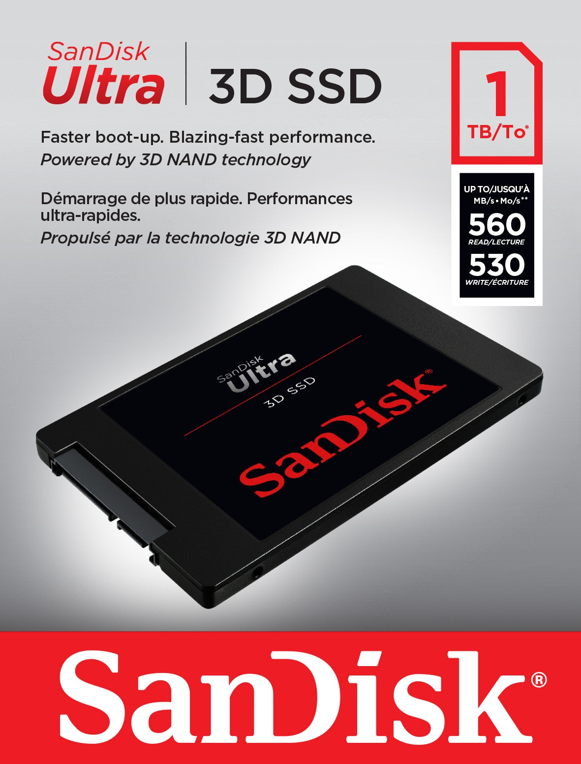 Unidad De Estado Solido Ssd Sandisk Ultra 3D 1Tb 2.5 Sata3 7Mm Lect.560/Escr.530Mbs