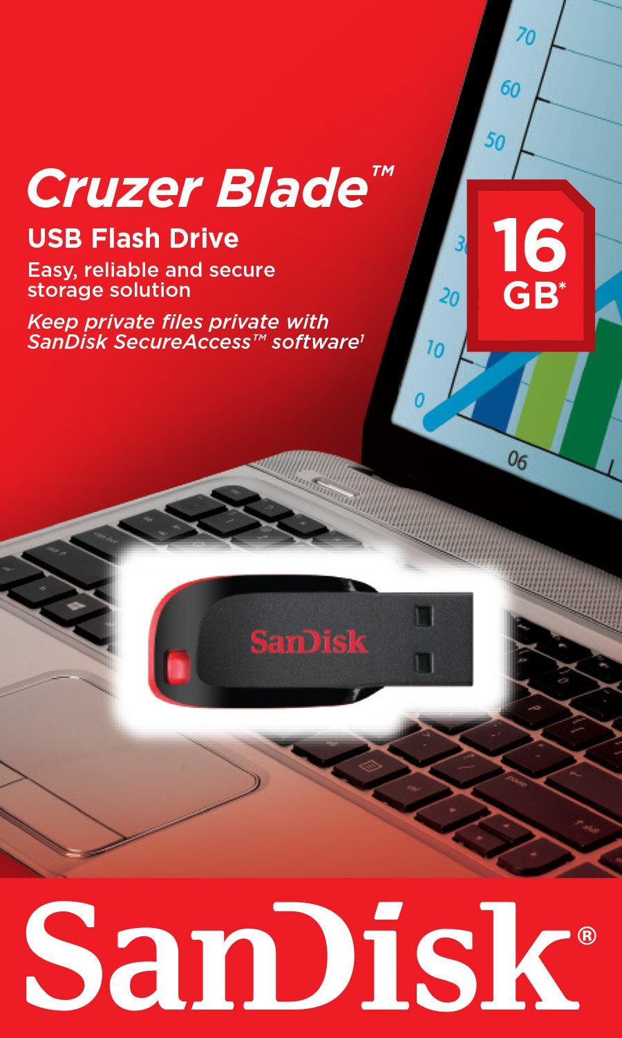 Memoria Usb Sandisk Cruzer Blade Z50 16Gb 2.0 Negro.