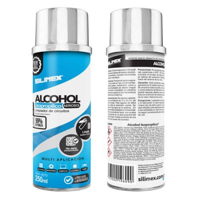 Alcohol Isopropílico Silimex Aerosol 250 Ml = 280 Gr Envase: 280Gr. Azul Componentes Electrónicos