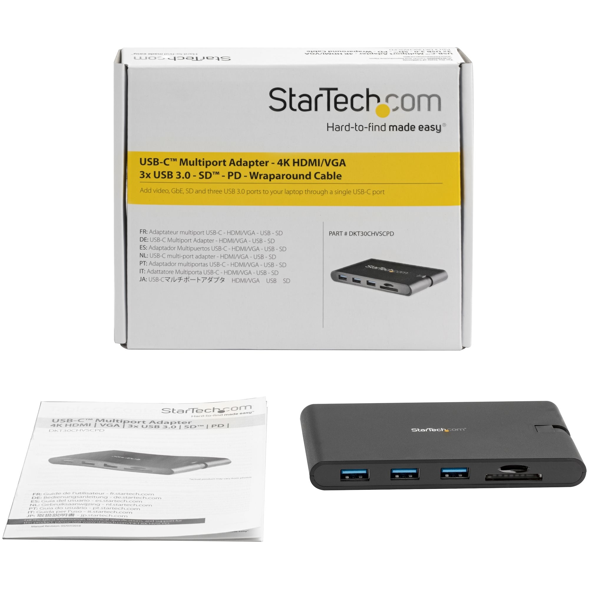 Docking Station Usb-C Con Hdmi Y Vga - Para Mac Y Windows -3X Usb 3.0 - Sd / Micro Sd - Pd 3.0 - Adaptador Usb C A Usb 3.0 - Startech.Com Mod. Dkt30Chvscpd