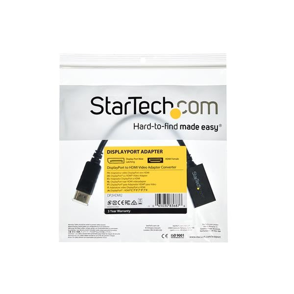 Convertidor Dp A Hdmi Startech.Com Dp2Hdmi2 Macho/Hembra Negro