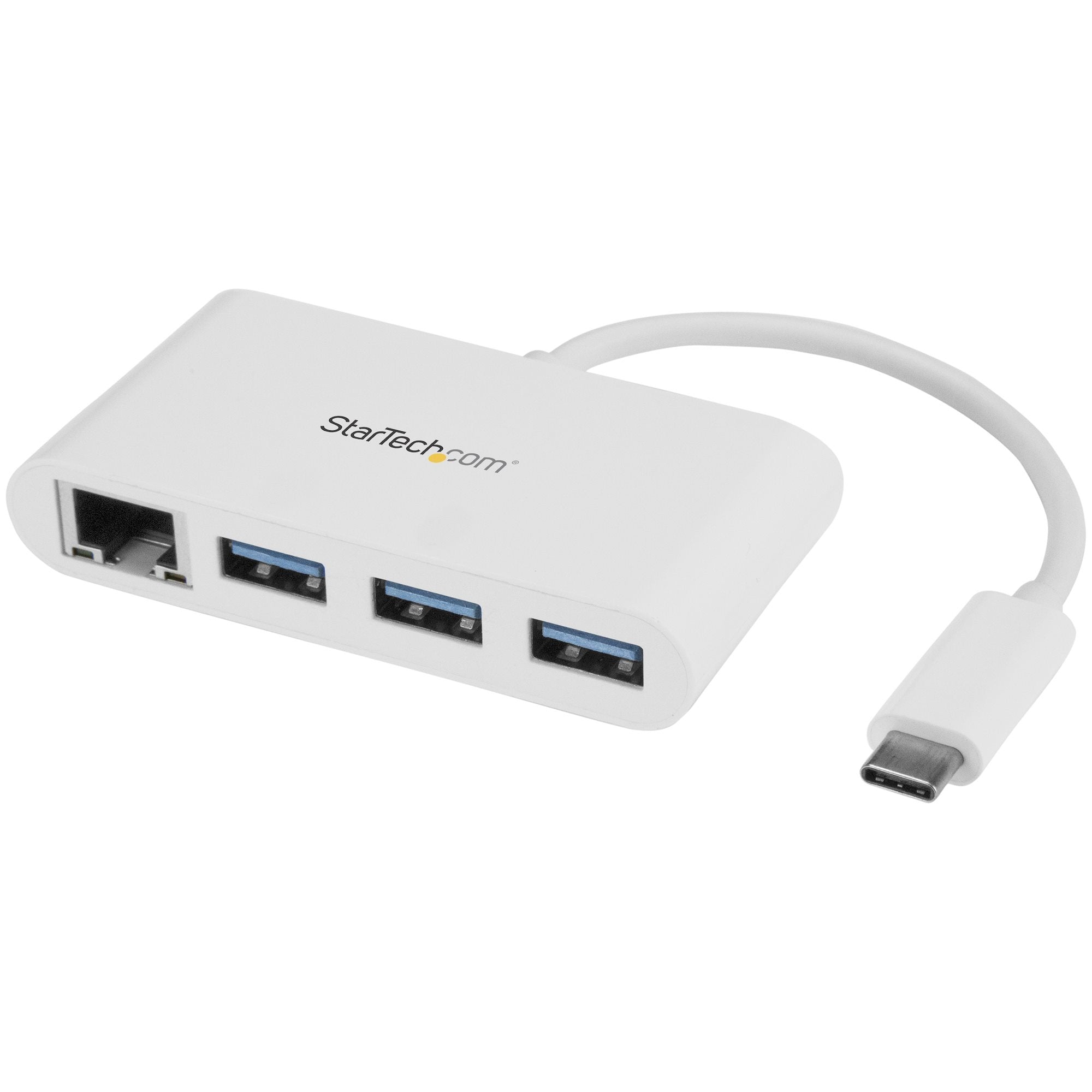 Concentrador Usb 3.0 De 3 Puertos Con Usb-C Y Ethernet Gigabit - Hub De Usb Type C A Usb-A Convencional - Blanco - Startech.Com Mod. Hb30C3A1Gea