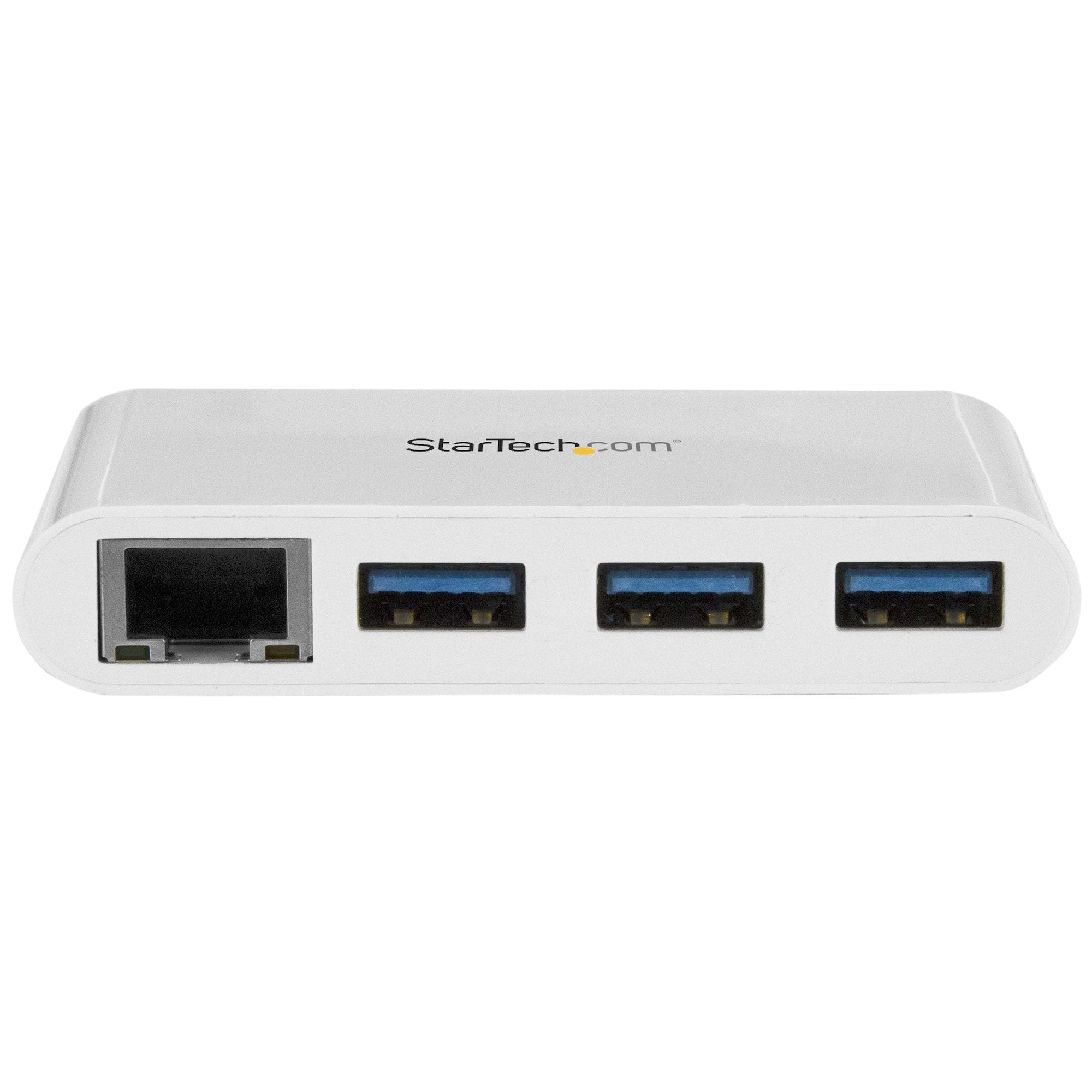 Concentrador Usb 3.0 De 3 Puertos Con Usb-C Y Ethernet Gigabit - Hub De Usb Type C A Usb-A Convencional - Blanco - Startech.Com Mod. Hb30C3A1Gea