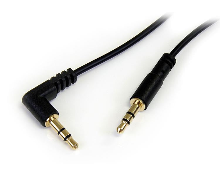 Cable Delgado De 91Cm De Audio Estereo Mini Jack De 3.5Mm En Angulo Derecho Macho A Macho - Startech.Com Mod. Mu3Mmsra