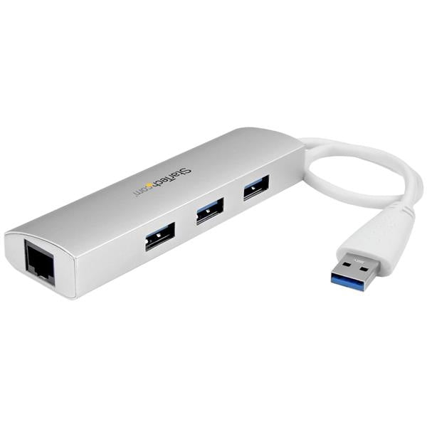 Concentrador De 3 Puertos Usb 3.0 Con Adaptador De Red Ethernet Gigabit - Hub Portátil De Aluminio - Startech.Com Mod. St3300G3Ua