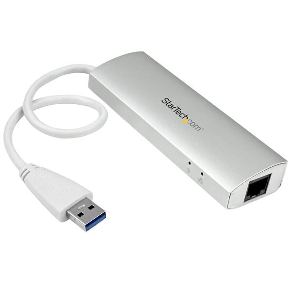 Concentrador De 3 Puertos Usb 3.0 Con Adaptador De Red Ethernet Gigabit - Hub Portátil De Aluminio - Startech.Com Mod. St3300G3Ua