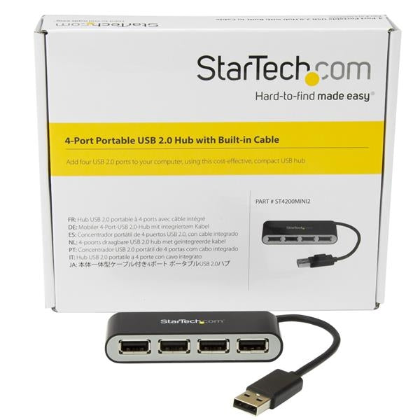 Concentrador Usb Startech.Com St4200Mini2 2.0 480 Mbit/S Negro Plata Puertos