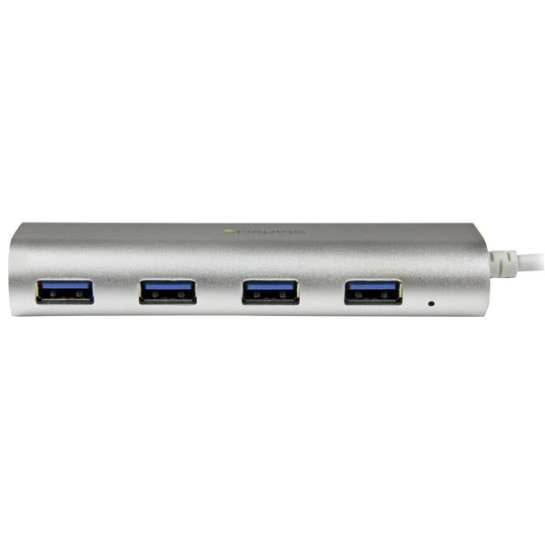 Concentrador Portátil Usb 3.0 De 4 Puertos - Hub De Aluminio Con Cable Incorporado - Startech.Com Mod. St43004Ua