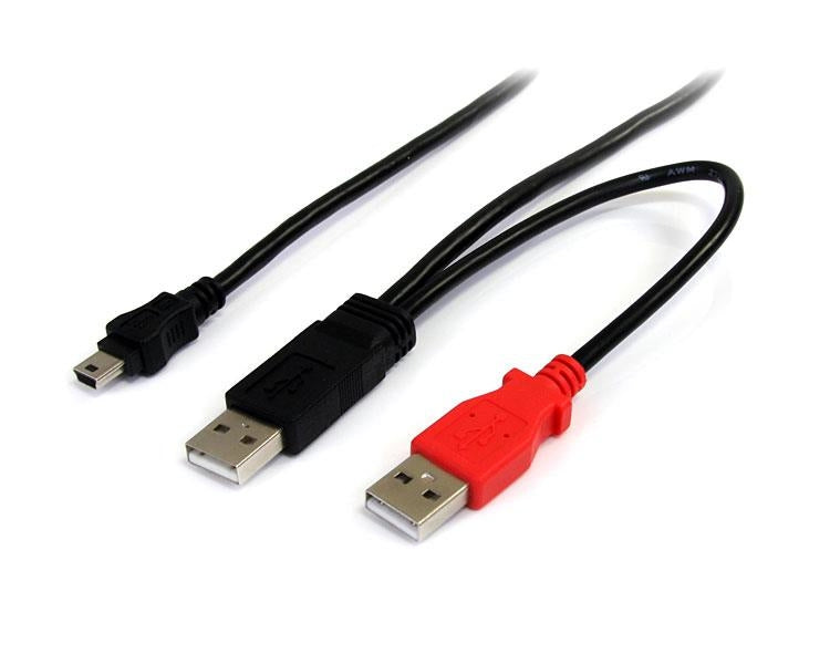 Cable De 30Cm Usb En Y Para Discos Duros Externos - 2X Usb A Macho A 1X Usb Mini B Macho - Startech.Com Mod. Usb2Habmy1