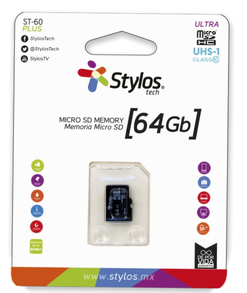 Memoria Micro Sd Stylos Stmsds4B 64Gb S/A Stylos.