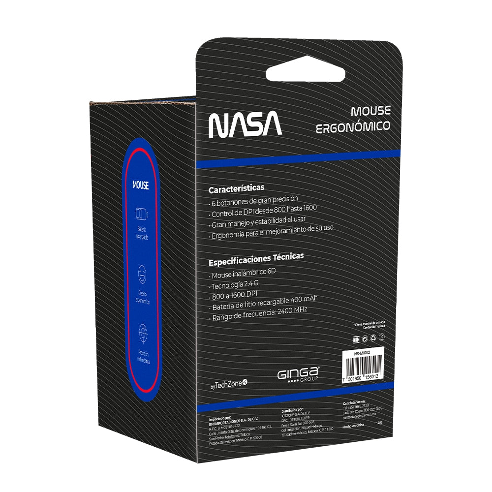 Mouse Techzone Ns-Mis02 Ergonomico Inalambrico Nasa Marca