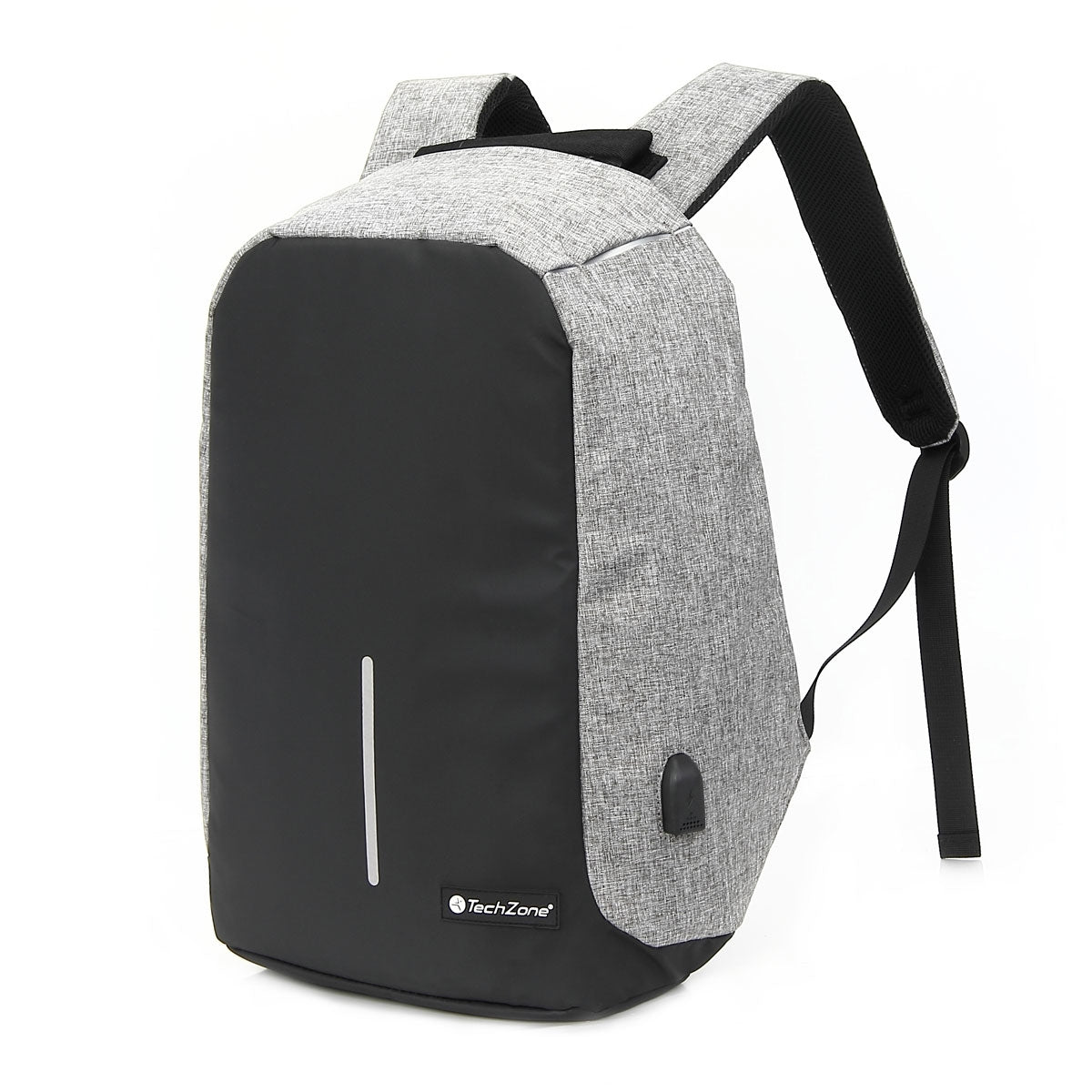 Mochila Antirrobo Techzone Tz18Lbp02 Backpack Gris Poliéster Garantía Ilimitada De Por Vida Cierres Autorreparables Laptop 17 Pulgadas