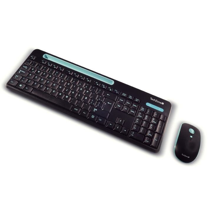 Kit De Teclado Y Mouse Inalámbrico Techzone Tz20Comb02-Ina Tasking Combo Con Conexión Usb 1600 Dpi´S 105 Teclas Soporte Para Smartphone O Tablet Año Garantía.