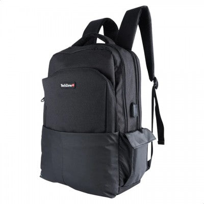 Backpack Techzone Tz21Lbp11 Courage Black De 15.6 Pulgadas Múltiples Compartimientos Costuras Y Asas Reforzadas Garantía Limitada Por Vida.
