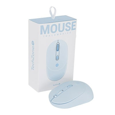 Mouse Techzone Tzmoug203-Ina Inalambrico De 1600 Dpis Alcance Hasta 15 Metros 4 Botones Texturizado Rubber Color Azul Click Silncioso Año Garantía.