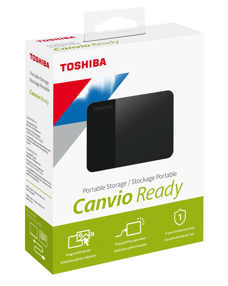 Disco Duro Toshiba Hdtp310Xk3Aa Canvio Ready 1Tb Color Negro Usb 3.2 Gen 1(Compatible Con 2.0) Formato 2.5
