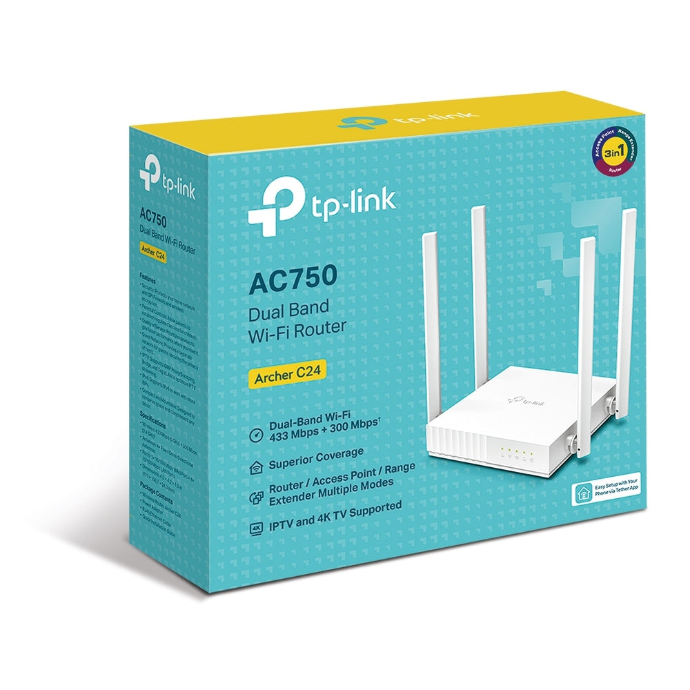 Router Inalámbrico Tp-Link Archer C24 Wifi Doble Banda Ac750 De Gran Alcance