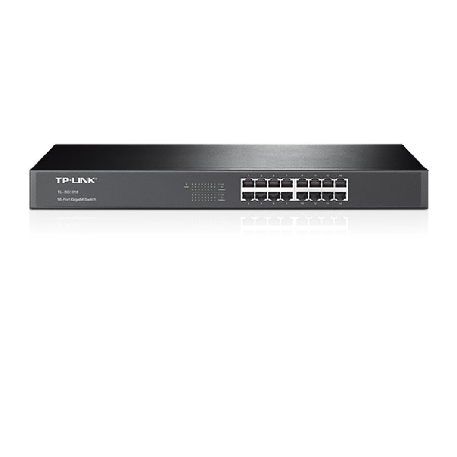 Switch Tp-Link Gigabit Ethernet Tl-Sg1016, 10/100/1000Mbps, 16 Puertos, Para Rack 19 Pulgadas No Administrable
