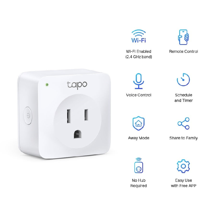 Mini Contacto Inteligente Wi-Fi Tp-Link Tapo P1001-Pack, Inalmbrico, Wi-Fi, Interior, Blanco, Ac 220-240 V50/60 Hz Carga Mxima 10A