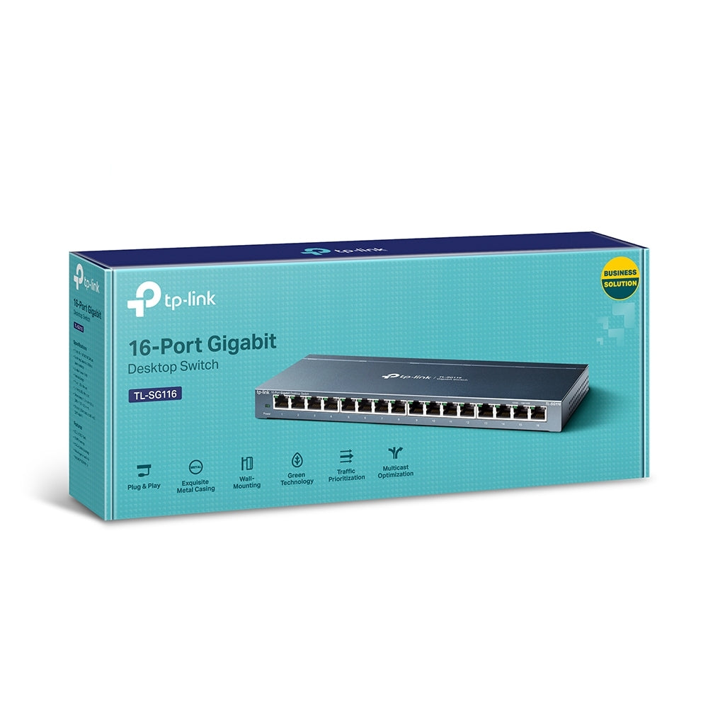 Switch Gigabit Tp-Link Tl-Sg116 Negro 10 W Puertos