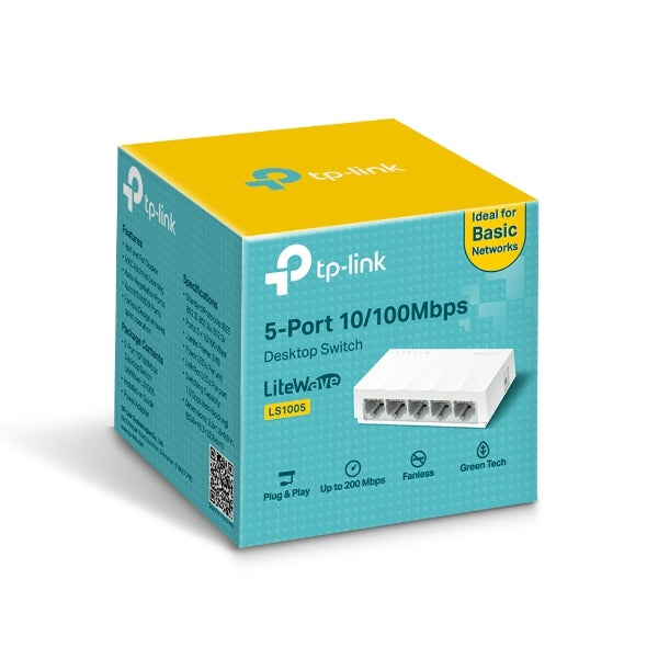 Switch No Administrable Tp-Link Ls1005 De Puertos Para Escritorio Ptos 10/100M Y Tecnología Green Ethernet