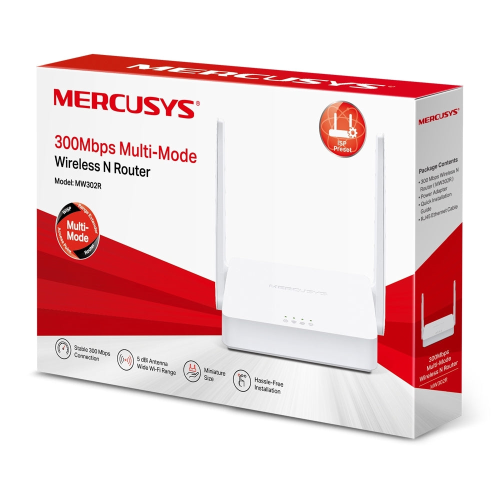 Router Mercusys Mw302R Inalámbrico N Multimodo A 300Mbps Con Cobertura Amplia Y Wifi Más Rápido En Cada Dispositivo