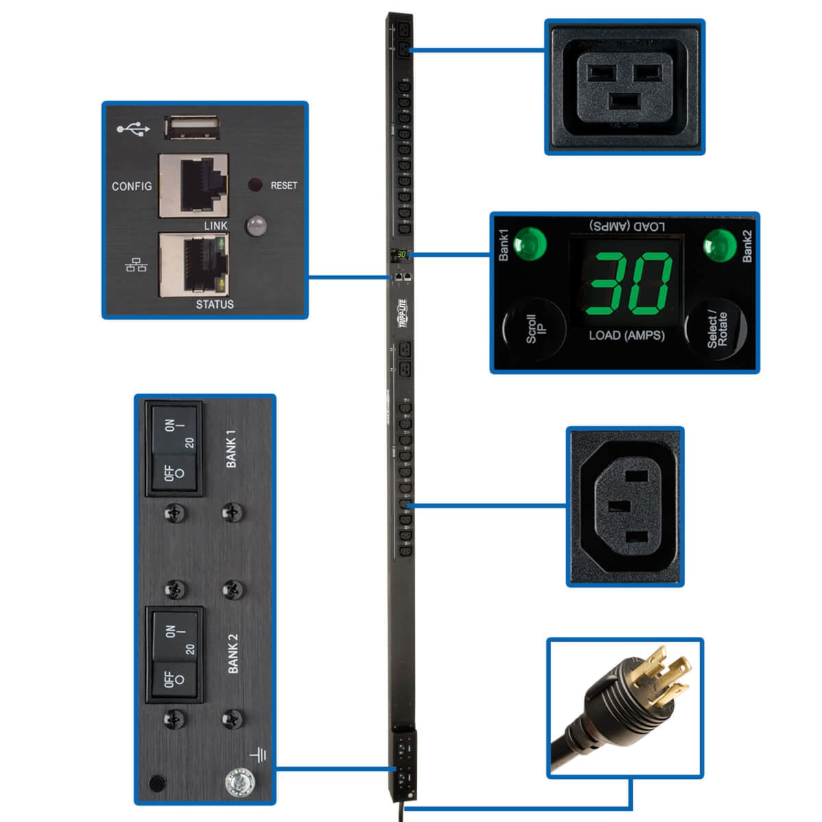 Pdu Tripp-Lite Pdumv30Hvnetlx Conmutado 0U Vertical Metal 200-240