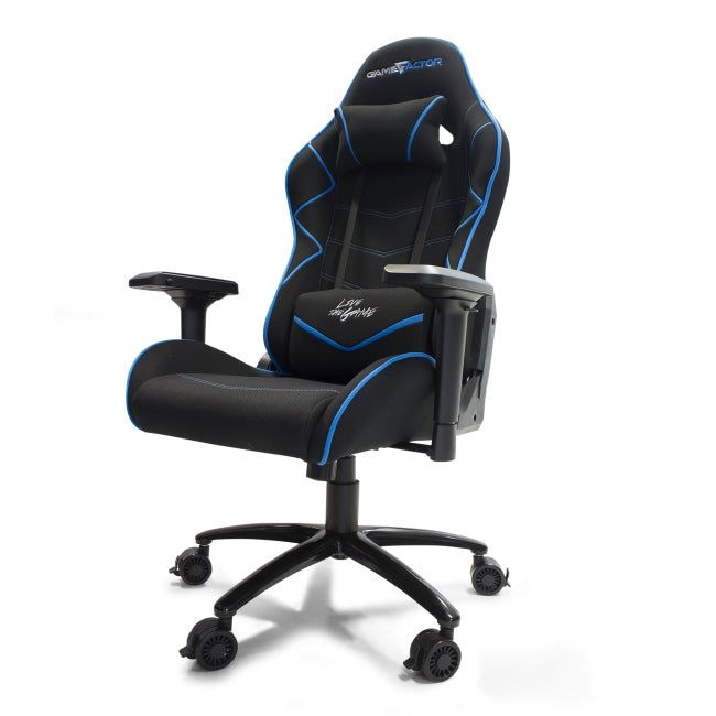 Silla Game Factor Tela Reclinable 4D, Metal Negra/Azul Cgc600-Bl