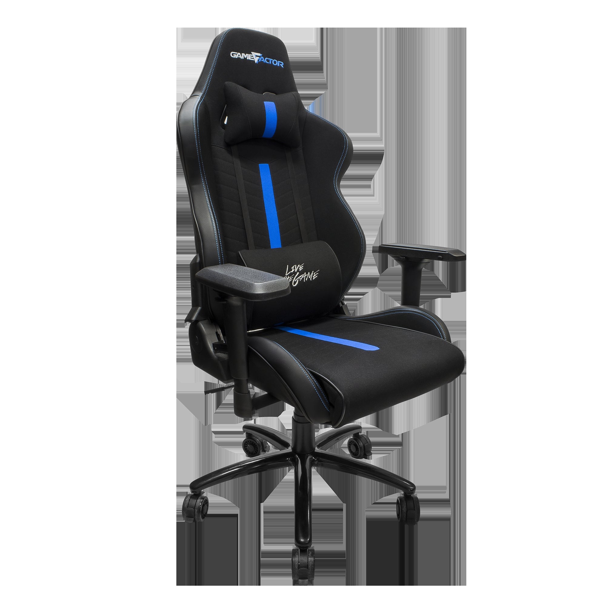 Silla Game Factor Tela Reclinable 4D, Metal Negro/Azul Cgc601-Bl